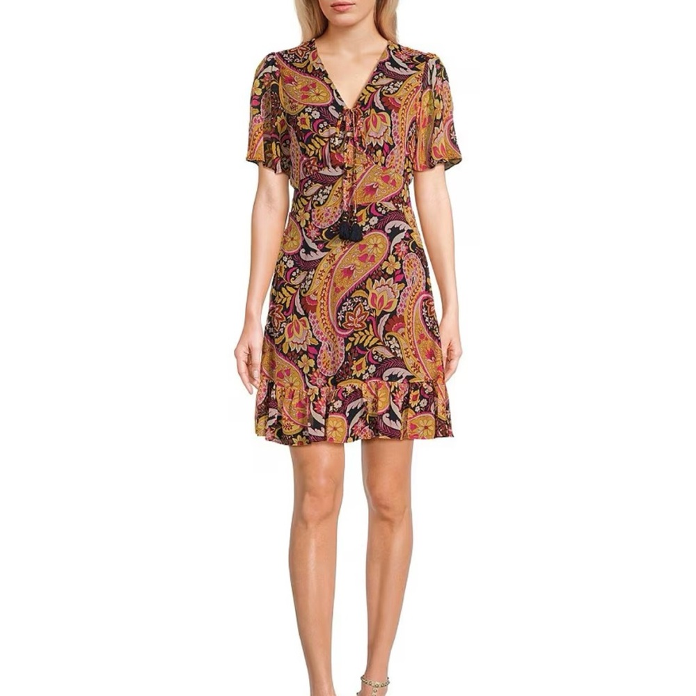 Jessica Simpson Women's Floral Lottie Dress V-neck Size Large NEW